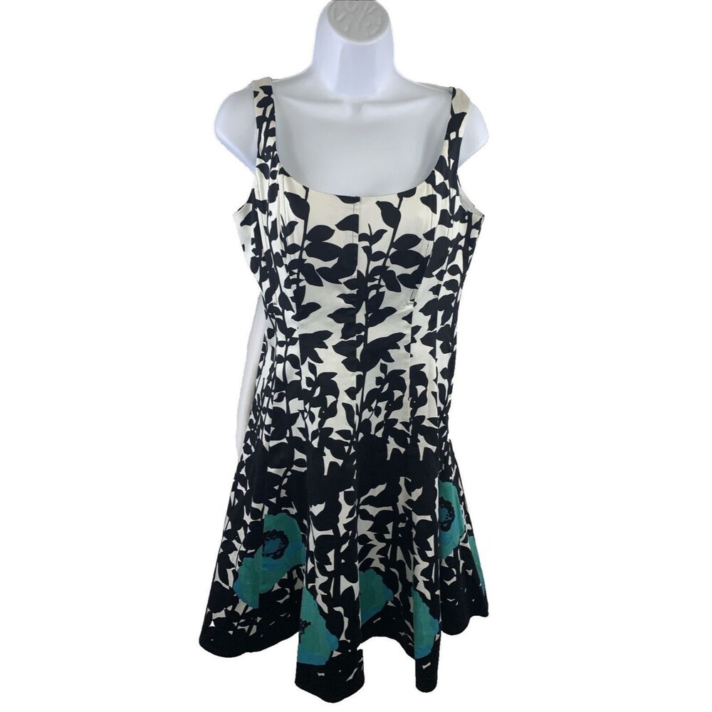 Nine West Floral Fit & Flare Bustier Women's Size 8 Dress Lined Boned Zip
